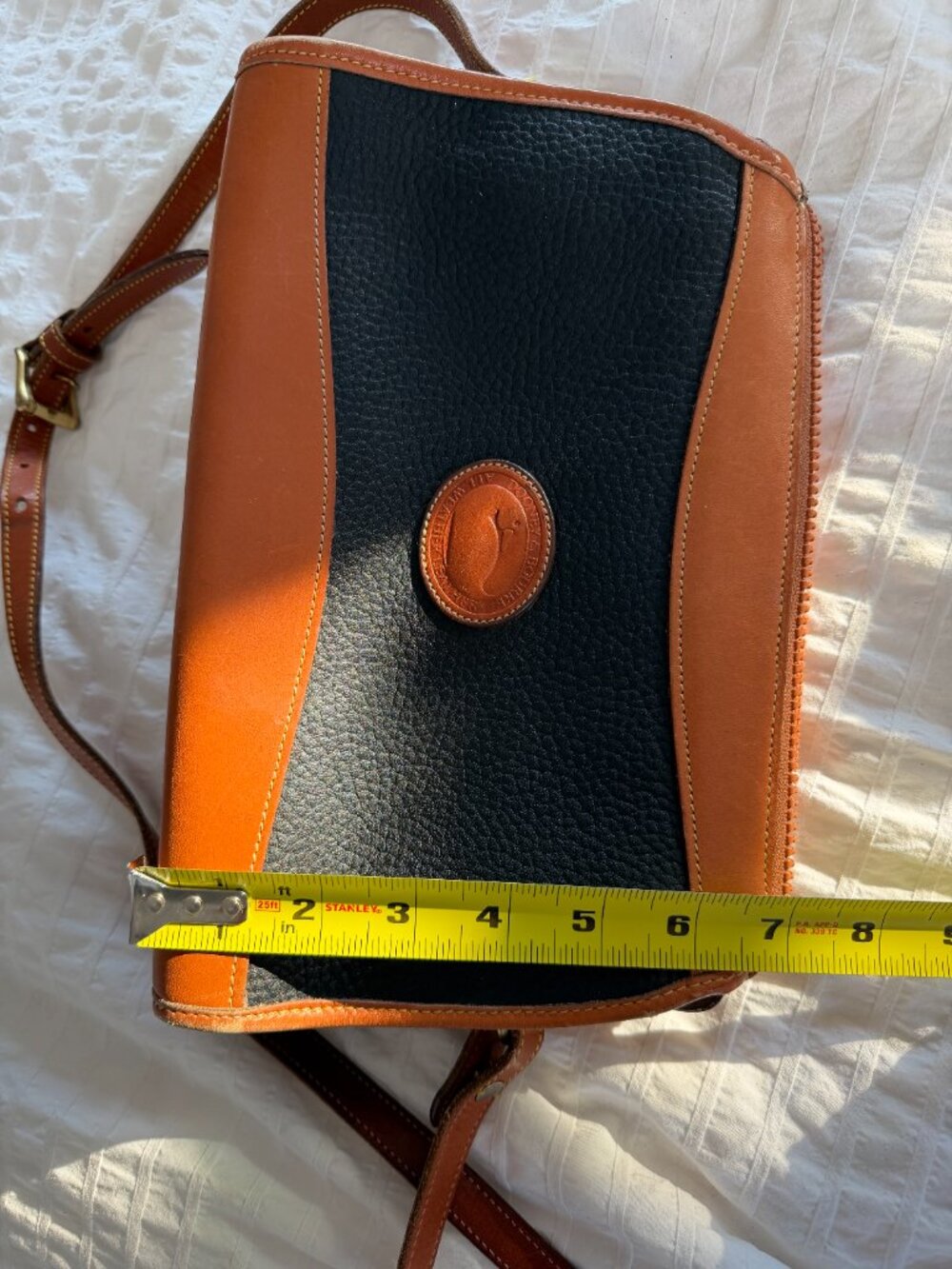 Dooney & Bourke Navy Blue and Brown Leather Crossbody Bag - Picture 11 of 11